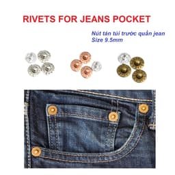 Nút quần jean (rivets for jeans pocket) 9.5mm Nút đóng túi Nút trang trí quần áo Hàng không gỉ sét Bịch 100 nút 1