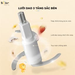 Máy Xay Ăn Dặm Bear GR-B06V1, 0.6lit - 200w, Xay Cháo Thịt Rau Củ Siêu Nhuyễn, Hàng Chính Hãng 8