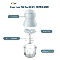 Máy Xay Ăn Dặm Bear GR-B03V8, Cối Thủy Tinh - 8 Lưỡi Dao Inox 316, Hàng Chính Hãng 2