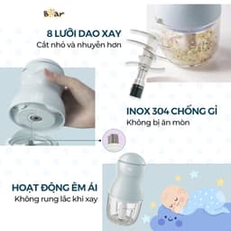 Máy Xay Ăn Dặm Bear GR-B03V8, Cối Thủy Tinh - 8 Lưỡi Dao Inox 316, Hàng Chính Hãng 4