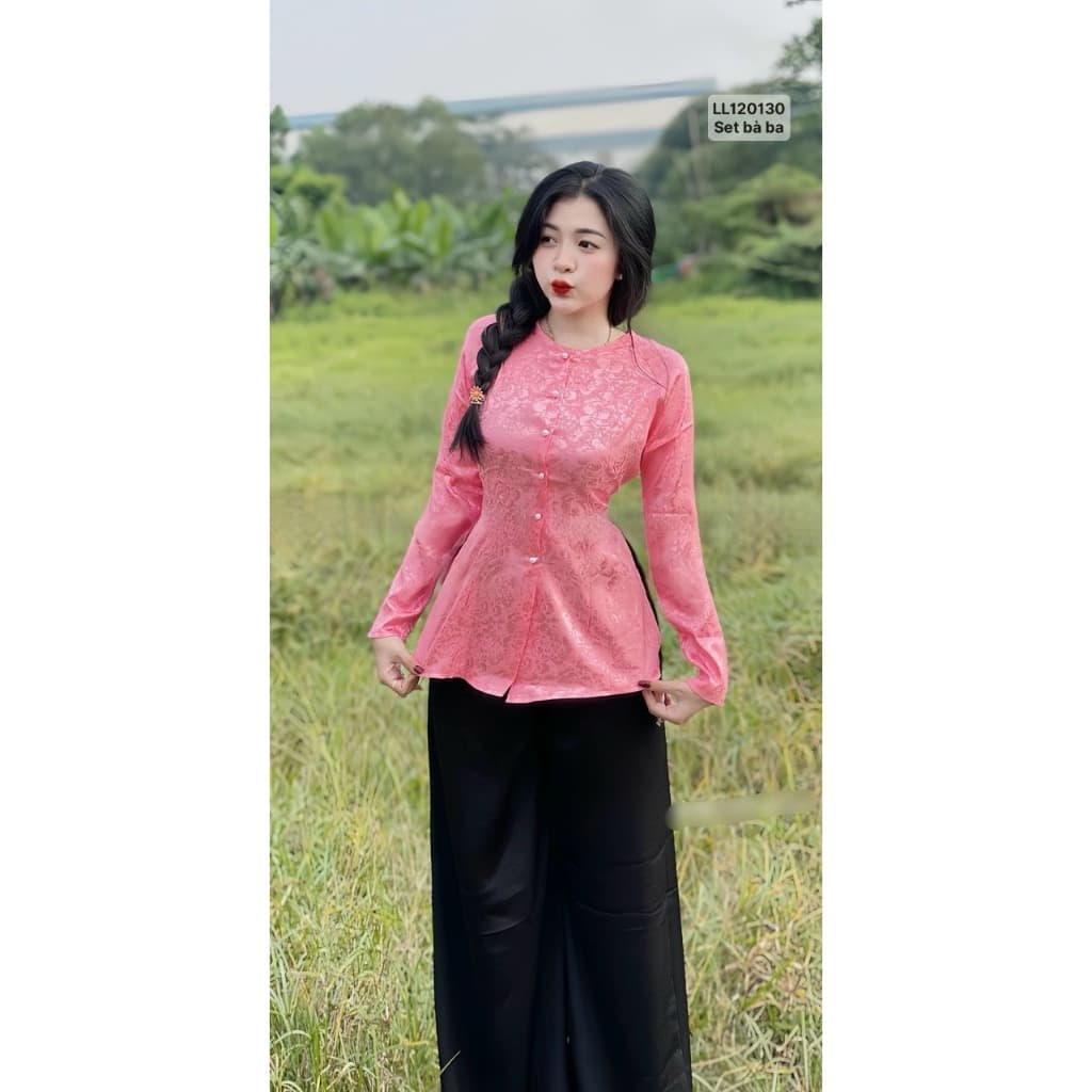 bộ áo bà ba gấm truyền thống bán lẻ giá sỉ có bán lẻ áo lẻ quần size S M L XL 2XL - MAY SỈ BÀ BA THEO YÊU CẦU