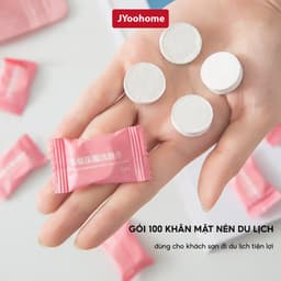 Gói 100 Khăn mặt nén dạng viên kẹo JYoohome Dùng 1 lần, Viên khăn nén dùng khi đi du lịch khách sạn 1