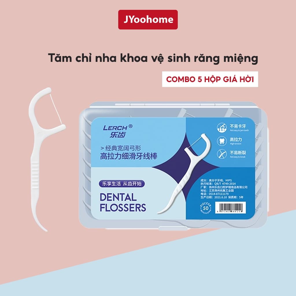 COMBO 5 Hộp Tăm Chỉ Nha Khoa Dental Flossers Tiệt Trùng Vệ Sinh Chăm Sóc Răng Miệng JYoohome