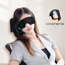 Bịt mắt ngủ, mặt nạ che mắt ngủ LOMO có nút bịt tai chống ồn, chất vải mềm mịn có quai đeo tiện dụng 4