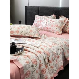 Bộ Chăn Ga Gối Lụa Thái 4 Món(1 ga + 2 vỏ gối đầu + 1 chăn chần bông)mát lạnh nhà miubediing 7
