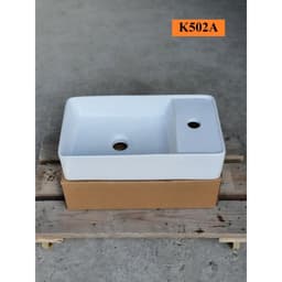Chậu rửa mặt lavabo Treo Tường hoặc Đặt Bàn Đá men NANO trắng sáng chống ố chống bám bẩn 2