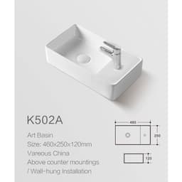 Chậu rửa mặt lavabo Treo Tường hoặc Đặt Bàn Đá men NANO trắng sáng chống ố chống bám bẩn 6
