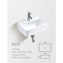 Chậu rửa mặt lavabo Treo Tường hoặc Đặt Bàn Đá men NANO trắng sáng chống ố chống bám bẩn 7