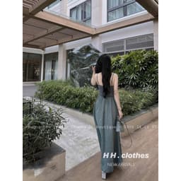 Váy yếm 2 dây nữ bò mềm chun sau dáng xoè, váy jeans phong cách hè hot hit 2024 2