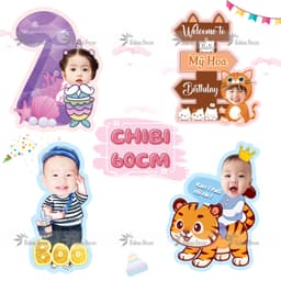 In hình chibi size lớn 60cm trang trí sinh nhật cho bé trai và bé gái 1