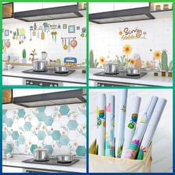 Giấy dán bếp tráng nhôm, decal dán bếp cao cấp có sẵn keo, chịu nhiệt cao, dễ lau chùi 1