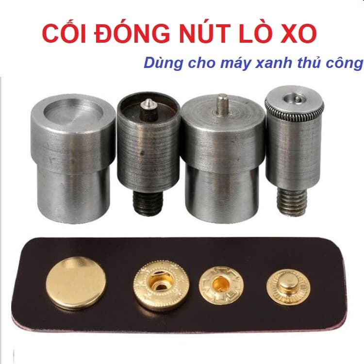 Cối đóng nút 4 thành phần (nút bóp, nút lò xo) Dùng cho máy xanh máy đóng nút thủ công Size 10mm,12mm,15mm,17mm