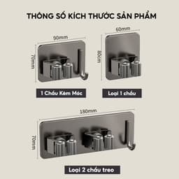 Móc Treo Cây Lau Nhà Dán Tường JYoohome Móc Dán Tường Treo Chổi Giữ Đồ Kèm Móc Tiện Lợi KC89 7