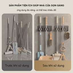 Móc Treo Cây Lau Nhà Dán Tường JYoohome Móc Dán Tường Treo Chổi Giữ Đồ Kèm Móc Tiện Lợi KC89 2