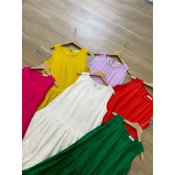 Váy sát nách dáng dài kiểu maxi 3 tầng chất đũi mềm mát  thấm hút mồ hôi Evalover 9