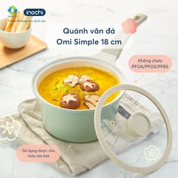 Quánh vân đá Omi Simple Inochi 18cm có nắp đậy, lớp chống dính cao cấp, kháng khuẩn 99.9%, phù hợp mọi loại bếp 2
