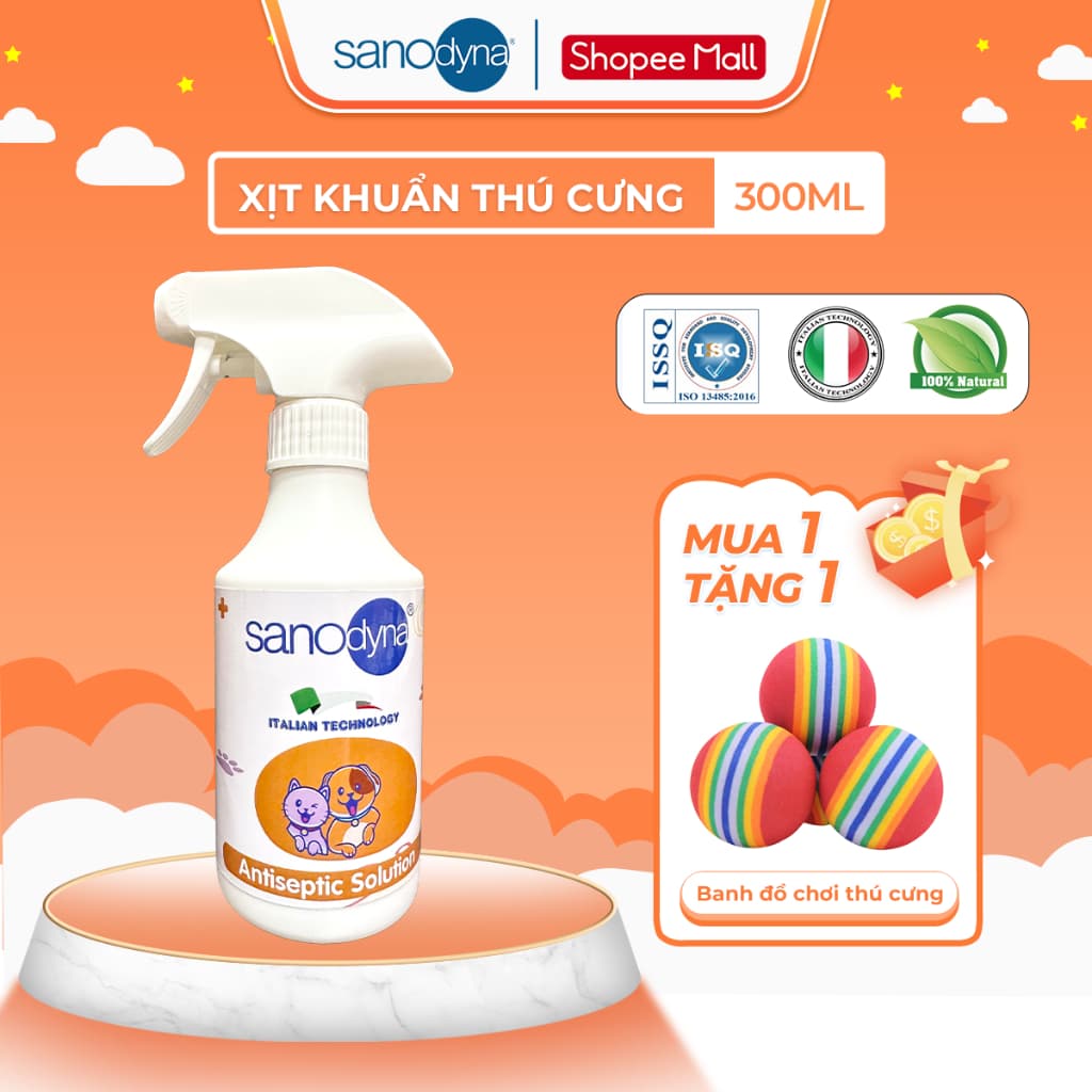 Xịt Khử Mùi, Vệ Sinh Thú Cưng Sanodyna Pet 300ml Diệt Khuẩn Đồ Chơi, Nước Tiểu, Chuồng Chó Mèo Chim