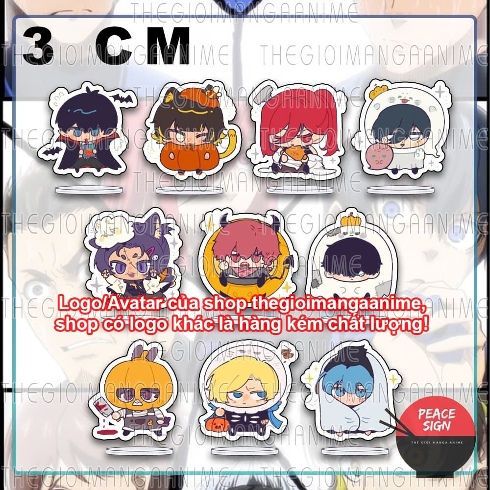 (mua 1 tặng 1) (3cm) Mô hình standee BLUE LOCK ver HALLOWEEN in hình anime chibi mica trong acrylic quà tặng dễ thương