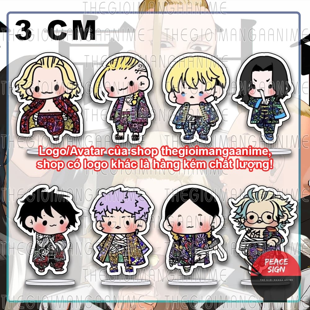 (mua 1 tặng 1) (3CM) Mô hình Standee in hình TOKYO REVENGERS ver ÁO KHOÁC tượng mica acrylic anime chibi trưng bày