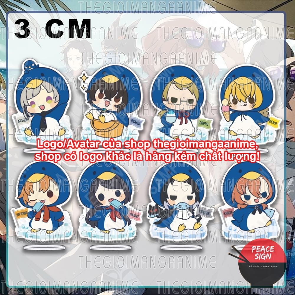 (mua 1 tặng 1) (3CM) Standee BUNGOU STRAY DOGS ver CHIM CÁNH CỤT mô hình Văn Hào Lưu Lạc game anime mica trưng bày