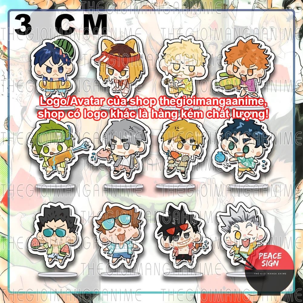 (mua 1 tặng 1) (3cm) Standee mini HAIKYUU!! ver LỄ HỘI NƯỚC Vua Bóng Chuyền tượng chibi mica acrylic anime trang trí