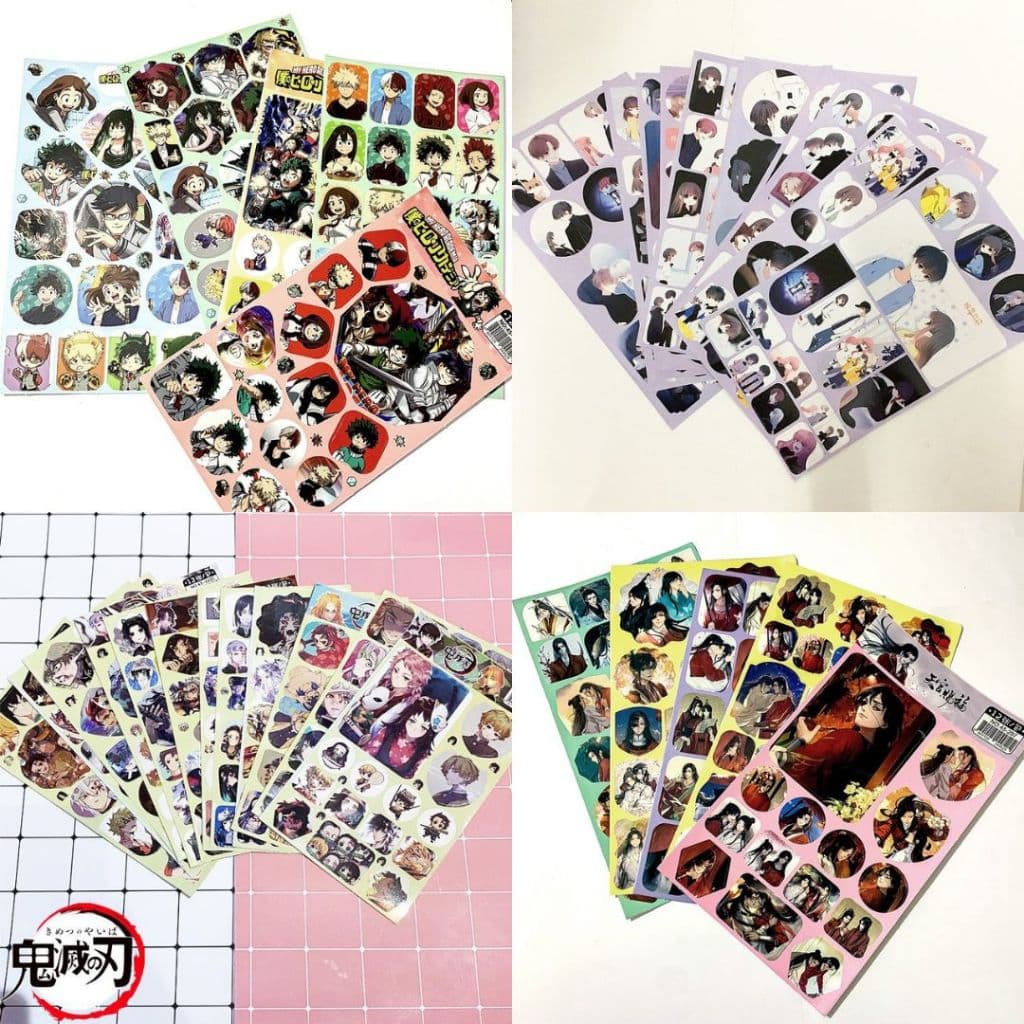 (LT- 5 tấm ) Ảnh dán sticker in hình Conan Jujutsu Kimetsu Hero Academia Thiên quan decor anime chibi trang trí xinh xắn