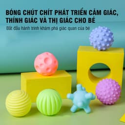 Bóng xúc giác, đồ chơi cầm nắm giúp bé phát triển giác quan thính giác, thị giác, xúc giác, bóp tạo tiếng kêu chút chít 2