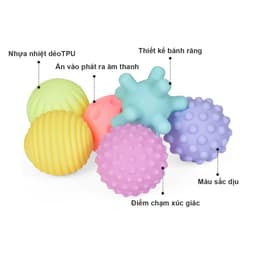 Bóng xúc giác, đồ chơi cầm nắm giúp bé phát triển giác quan thính giác, thị giác, xúc giác, bóp tạo tiếng kêu chút chít 6