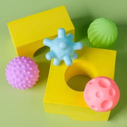Bóng xúc giác, đồ chơi cầm nắm giúp bé phát triển giác quan thính giác, thị giác, xúc giác, bóp tạo tiếng kêu chút chít 3