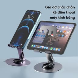 Giá Đỡ Điện Thoại Máy Tính Bảng JYoohome Xoay 360 Hợp Kim Nhôm, Kệ Điện Thoại Xem Phim Livestream 3