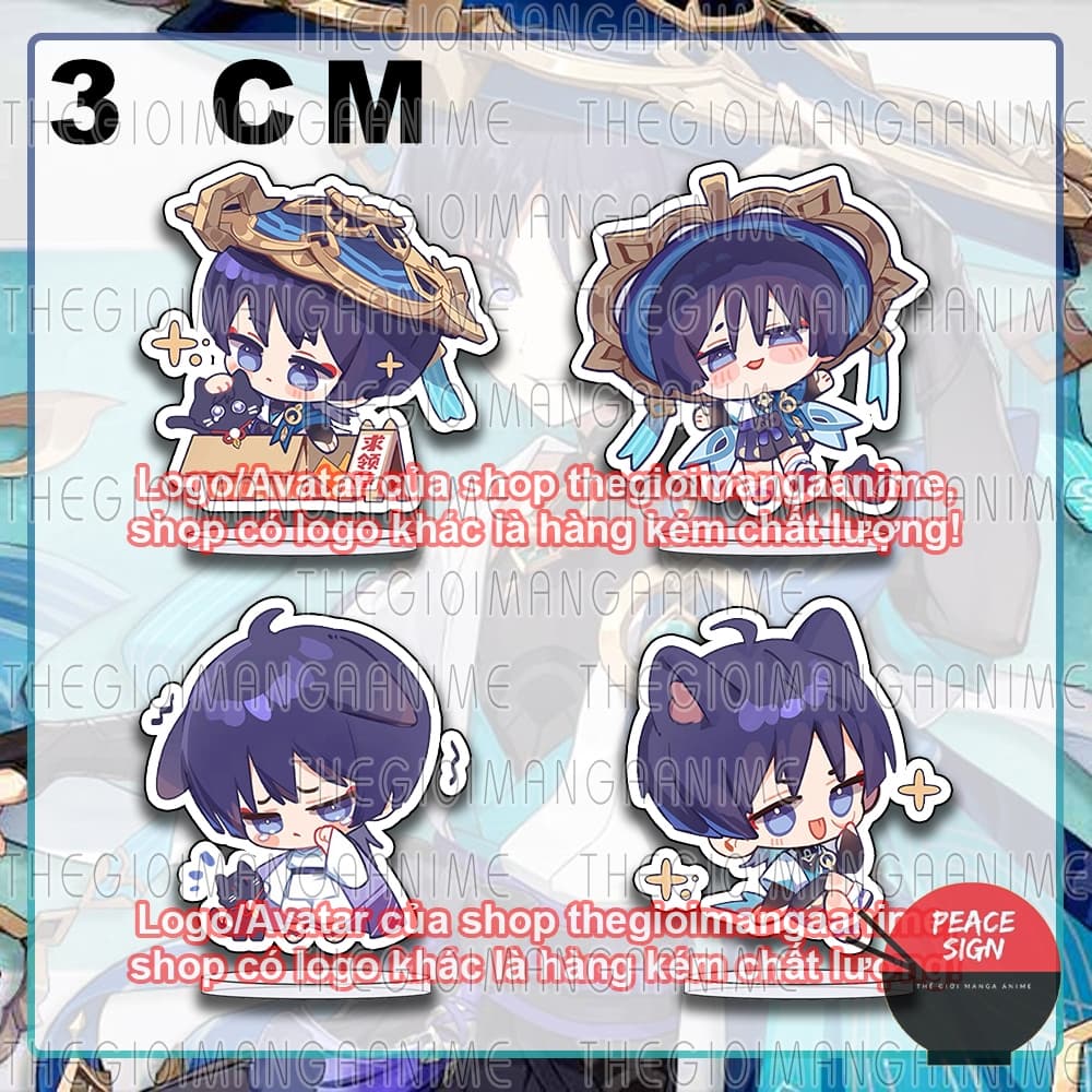 (mua 1 tặng 1) (3cm) Mô hình standee SCARAMOUCHE GENSHIN IMPACT tượng mica game chibi arcylic anime trưng bày