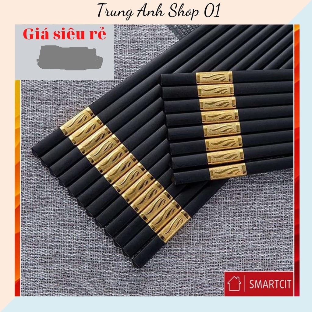 (GiaDungMin) bộ 10 đôi đũa ăn mạ vàng cao cấp