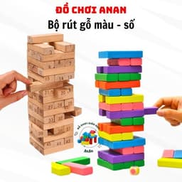 Đồ chơi rút gỗ màu, rút gỗ số loại to 48 thanh hàng loại 1 giúp bé rèn luyện sự khéo léo và tư duy- Anan 1