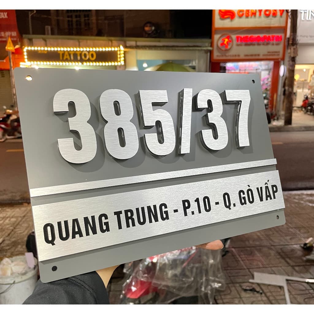 [ Tặng ] Keo dán hoặc ốc vít khi mua >Biển, bảng số nhà ALU phủ nhôm, cao cấp,