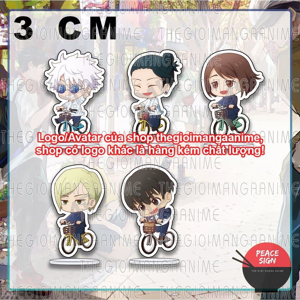 (mua 1 tặng 1) (3cm) Mô hình Standee JUJUTSU KAISEN ver ĐẠP XE in hình Chú Thuật Hồi Chiến tượng mica acrylic trang trí