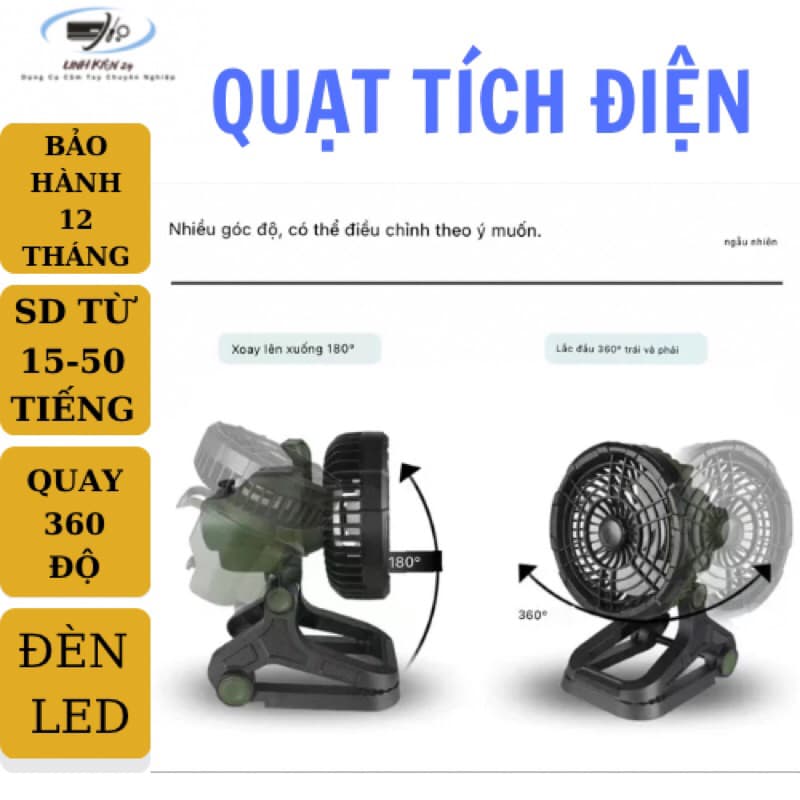 Quạt Tích Điện Dung lượng Siêu Khủng - Sử Dụng Liên Tục 15-50 Tiếng