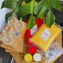 Combo Nguyên Liệu Làm 12 -36 Ly Trơn T56 + Sáp Bơ, Tặng Tim Đèn, Keo Nến, Văn Khấn - Nguyên Liệu Làm Nến Bơ Cúng Dường 2