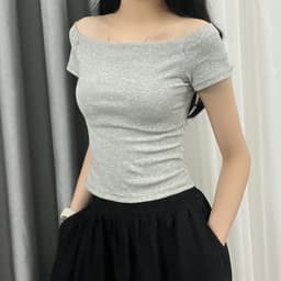Áo Trễ Vai Cộc Tay Nữ JUSTDUN A55 - Ôm Body, Cotton Co Giãn 4 Chiều, Thoải Mái, Thoáng Mát 9