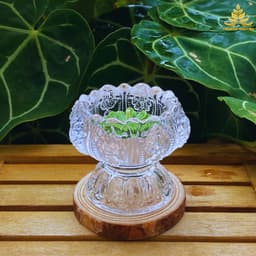 Đế Nến Chân Đèn Cát Tường Ly Thủy Tinh Cao Cấp Đựng Nến, Làm Nến Cúng Dường 1