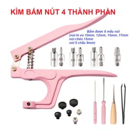 Kìm bấm nút 4 thành phần (Kìm bấm được 6 loại nút: nút lò xo, nút chén, nút 5 chấu) Bấm lên bạt, da, giấy, vải được 1