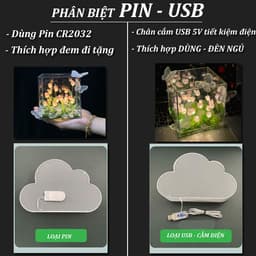 🔥(TÚI + THIỆP) Hộp đèn ngủ hoa TULIP HÌNH VUÔNG tặng người yêu 20/10 , Hoa Tulip 12cm TẶNG sinh nhật, Đèn HANDmade 4