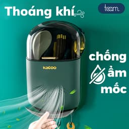 [CHÍNH HÃNG] Hộp đựng đũa muỗng treo tường KACOO thoáng khí ngăn ẩm mốc, Ống đựng đũa có nắp đậy tích hợp móc treo 2