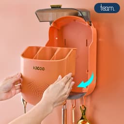 [CHÍNH HÃNG] Hộp đựng đũa muỗng treo tường KACOO thoáng khí ngăn ẩm mốc, Ống đựng đũa có nắp đậy tích hợp móc treo 3