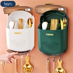 [CHÍNH HÃNG] Hộp đựng đũa muỗng treo tường KACOO thoáng khí ngăn ẩm mốc, Ống đựng đũa có nắp đậy tích hợp móc treo 8