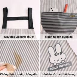 Tạp dề TOAM chống thấm nước, thấm dầu có túi lớn đựng đồ và khăn lau tay thời trang Hàn Quốc 2