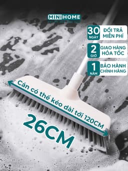 Cây quét sàn nhà tắm PTLUXURY đa năng 2 trong 1 chổi cọ nhà vệ sinh và gạt nước chổi gạt nước cán dài 125 cm 5