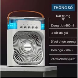 Quạt Điều Hòa Hơi Nước Mini, Quạt Phun Sương Tạo Ẩm Làm Mát Để Bàn, Hẹn Giờ Thông Minh Tích Hợp Đèn Ngủ 1