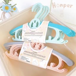 Bộ 5 móc phơi đồ hình thỏ Honper treo quần áo trẻ em cho bé, nhựa cao cấp dày dặn có nấc điều chỉnh dài ngắn. 5