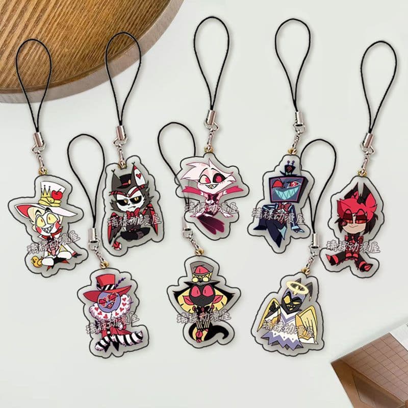 (mua 1 tặng 1) Dây treo điện thoại in hình HAZBIN HOTEL ver Helluva Boss HOẠT HÌNH mica dây móc khóa anime tiện lợi