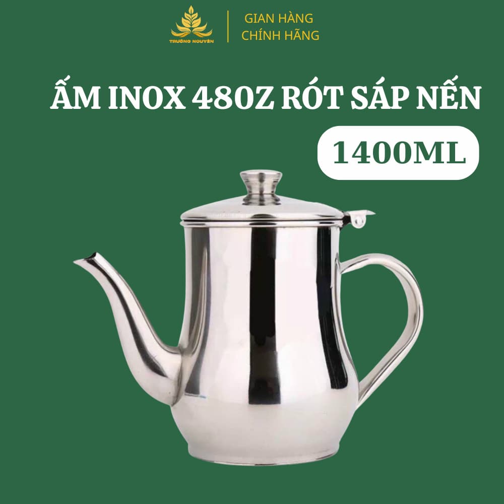 Ấm Inox Đun Sáp Bơ 480OZ 1400ml, Dụng Cụ Làm Nến Tại Nhà